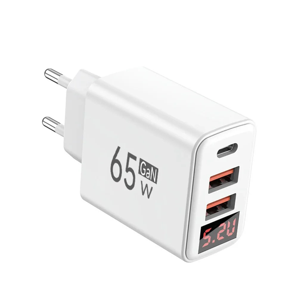 65W USB Type C Charger Quick Charge EU/US Plug Wall Charger For iPhone Samsung Xiaomi 3 Port Fast Charging Phone Charger Adapter