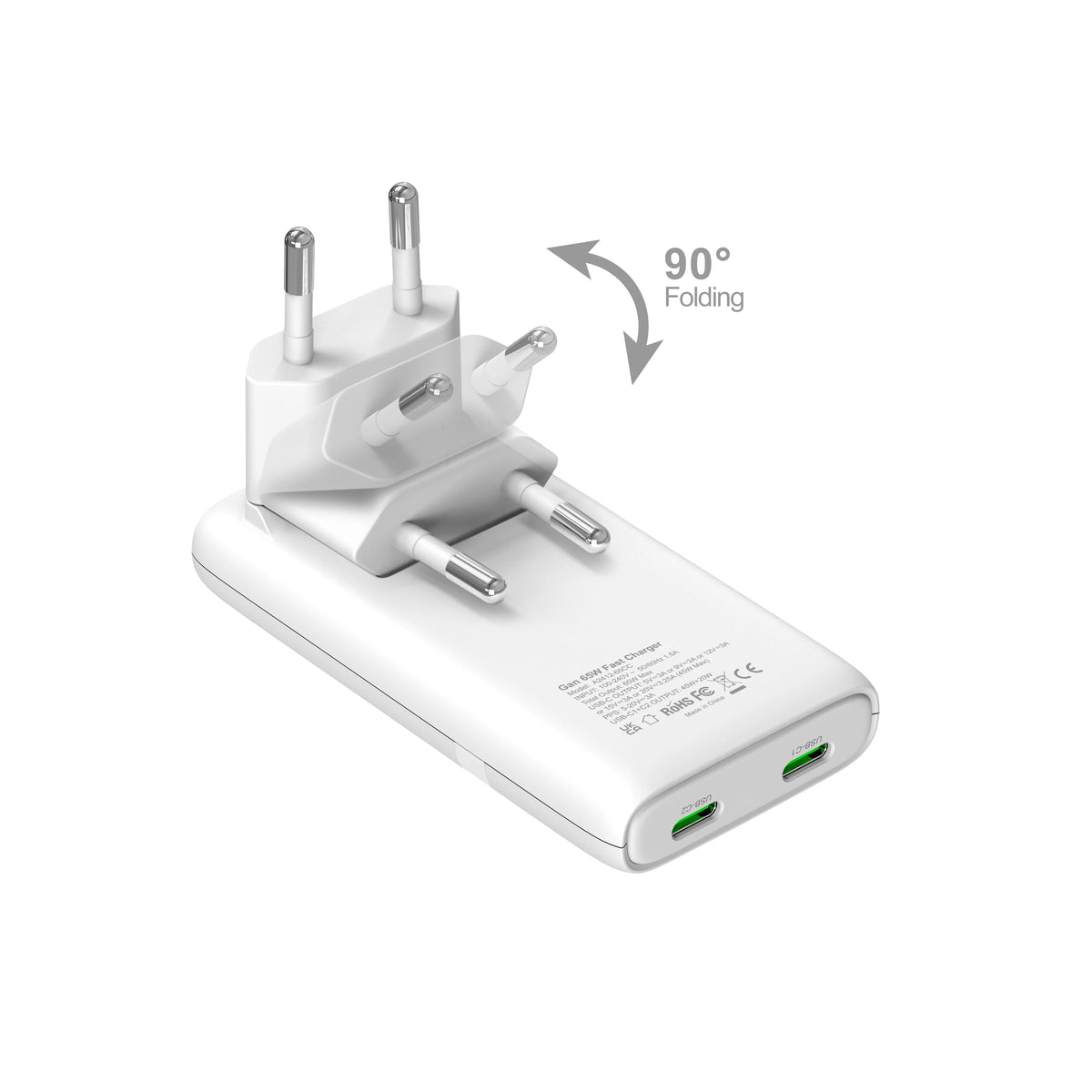 New 65W GaN Charger Ultra-thin Foldable Plug EU Plug Dual US