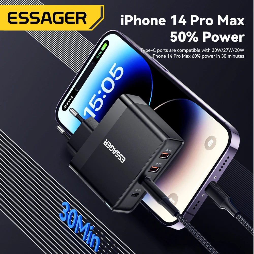 Essager 100W USB Type C Charger 65W PD Quick Charge4.0 3.0 T