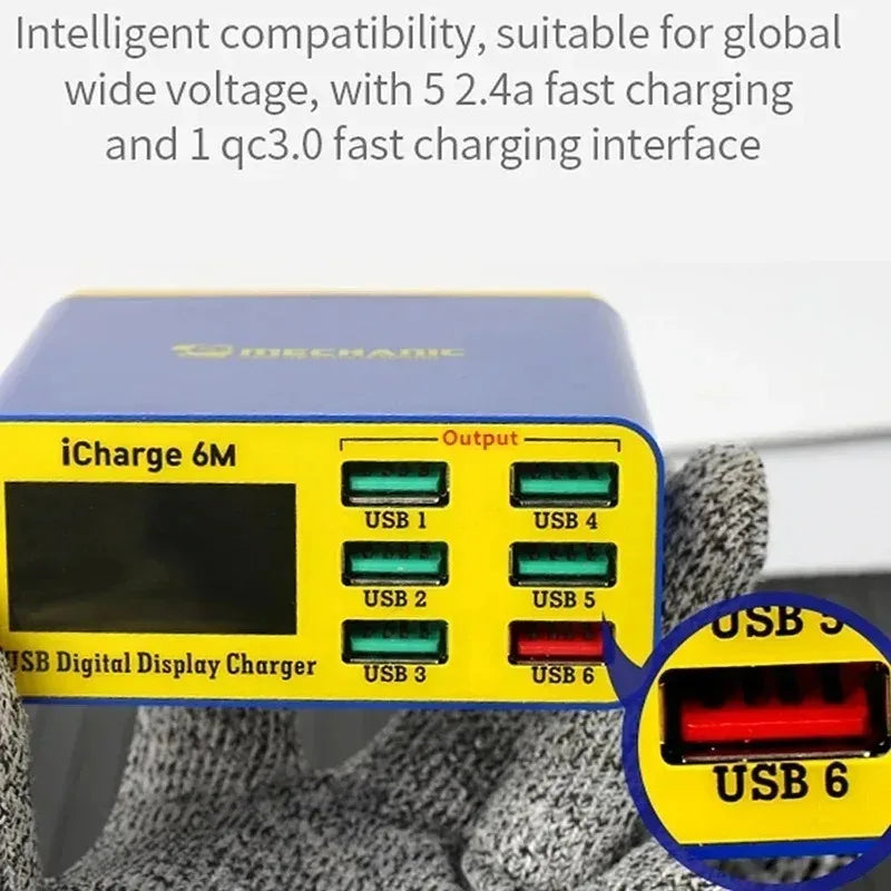 MECHANIC iCharge 6M QC 3.0 USB Smart Charge Support Fast-cha