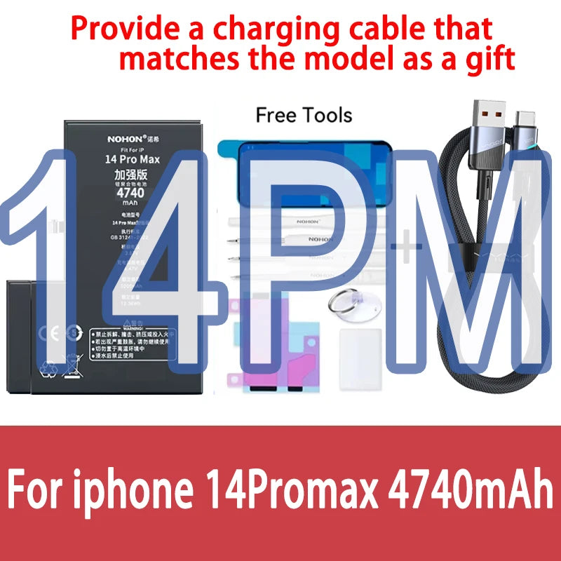NOHON phone Battery For Apple iPhone 6 7 8 X XR XS 11 12 13 Mini Max Pro Promax High Capacity Replacement Bateria Warranty
