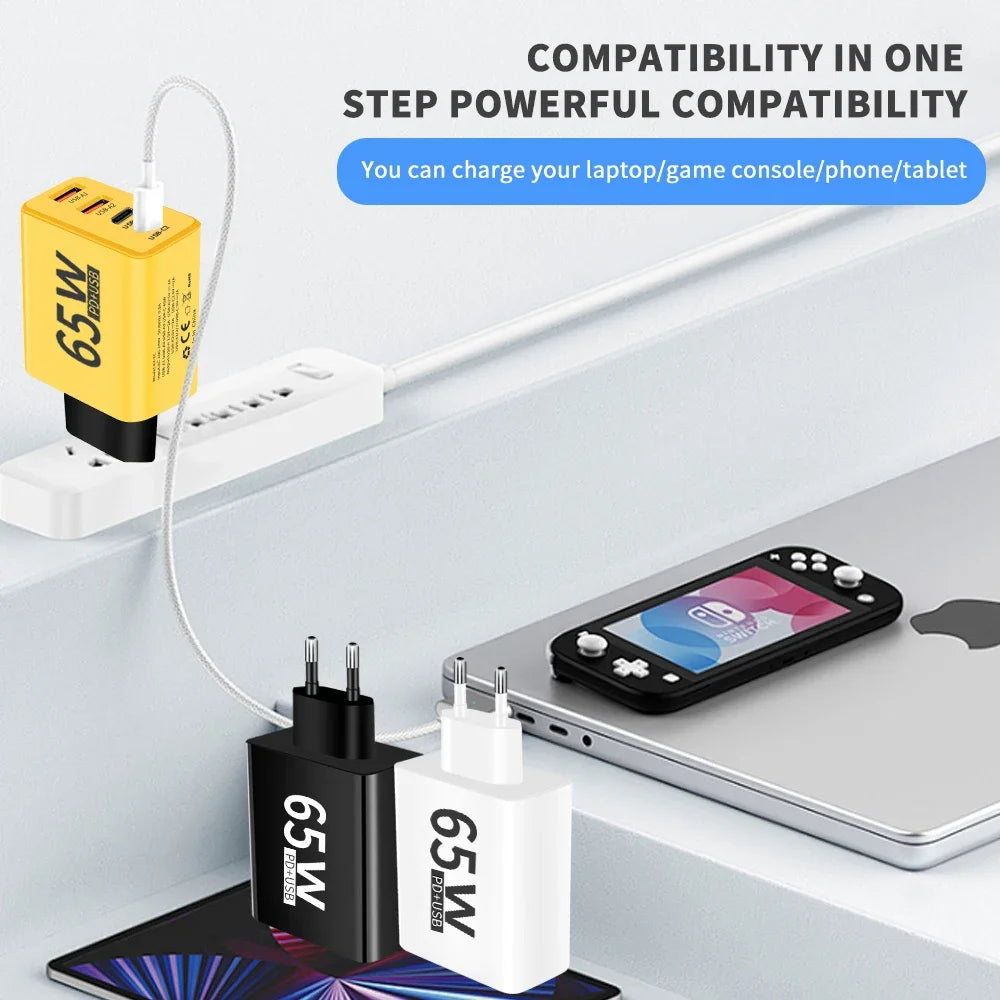 65W Fast Charge Multi-Port Charger Universal High-Speed Char