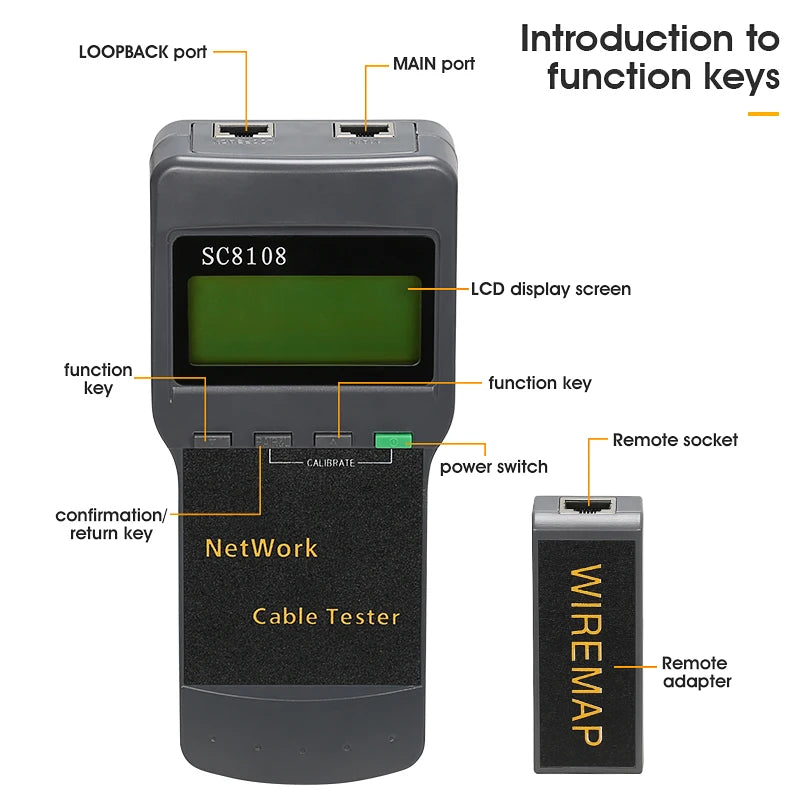 SC8108 Portable LCD Network Tester Meter&LAN Phone Cable Tes