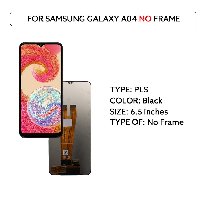 A04 For Samsung Galaxy A04 SM-A045F 6.5 inch PLS LCD Touch Digitizer Screen Assembly Replacement Spare Repair Display Parts New