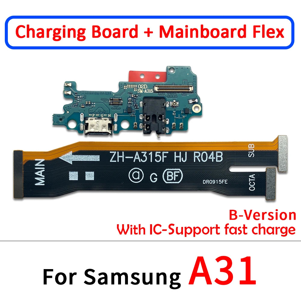 For Samsung A21S A31 A41 A51 A70 A71 USB Charging Port Mic Microphone Connector Main Motherboard LCD Flex Cable Replacement