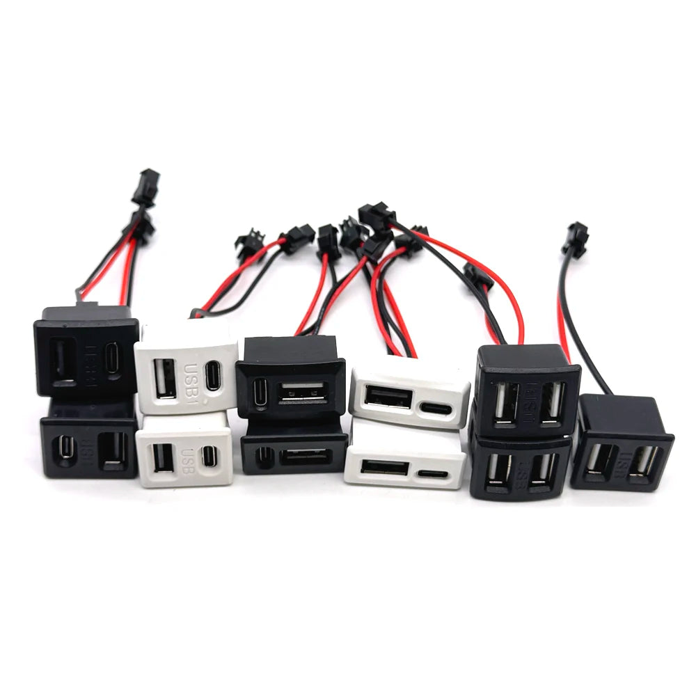 USB Female Base and Type-C Double-Layer Socket USB A Female 