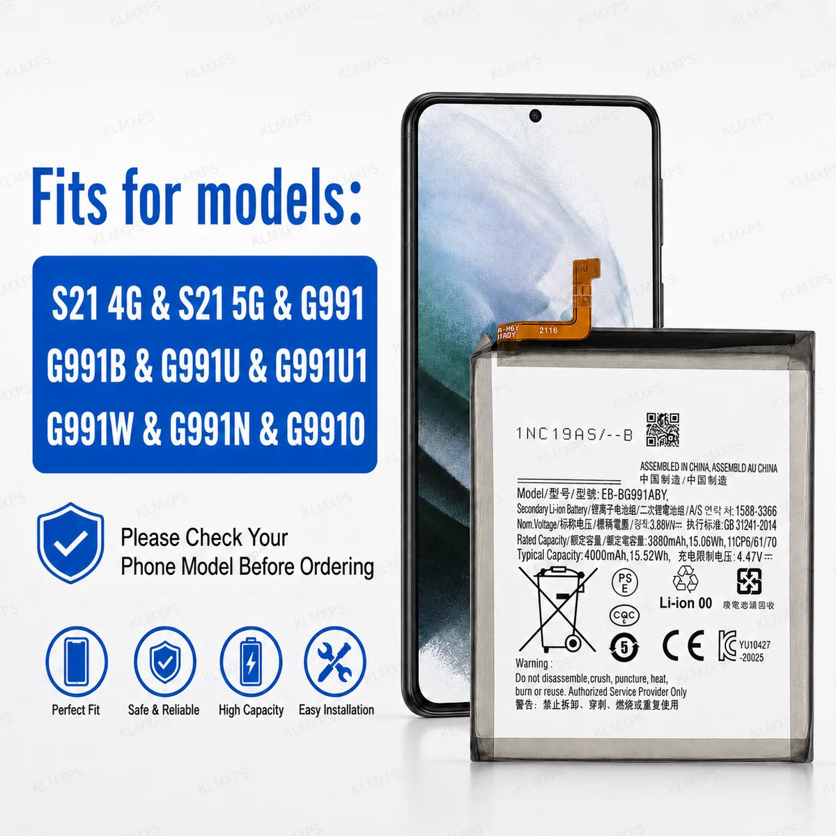 4000mAh EB-BG991ABY Battery For Samsung Galaxy S21 5G G991B 