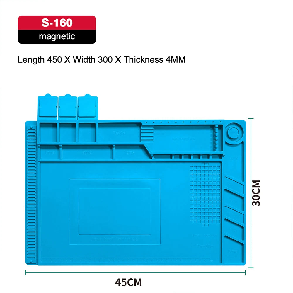 Silicone Soldering Pad Desk Platform Mat for Welding Station Iron Phone PC Repair Magnetic Heat Insulation No Lead S-160