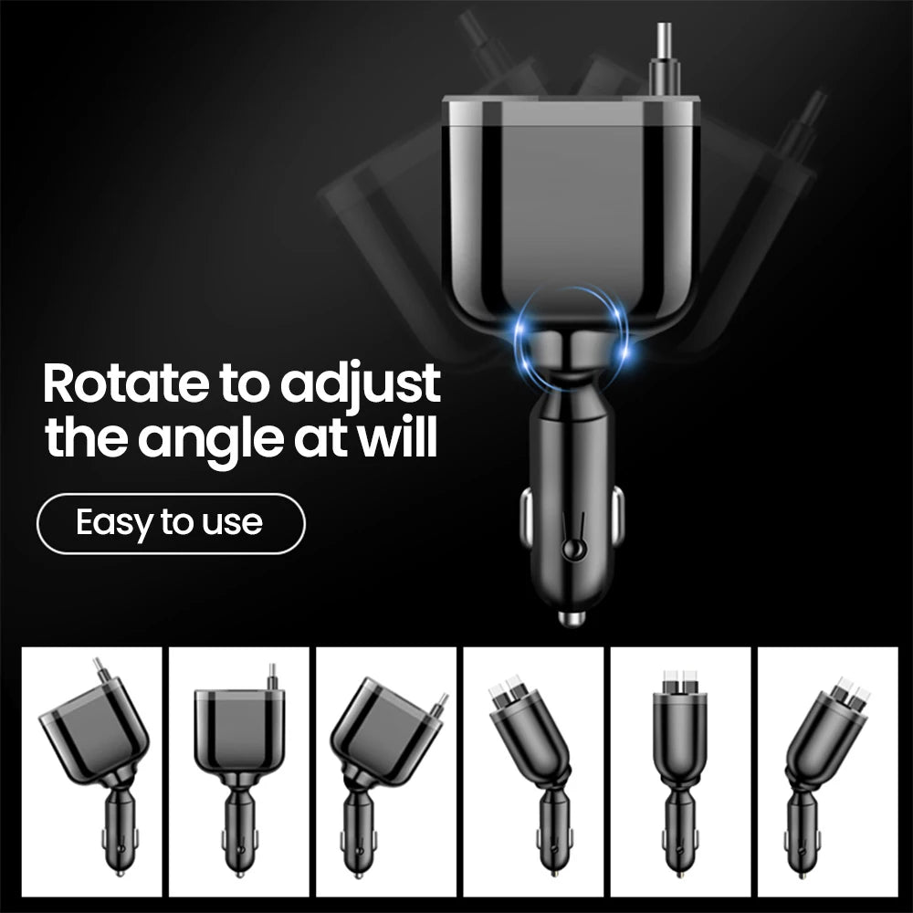 Elough Retractable Car Charger 5 in 1 Fast Charging Car Char