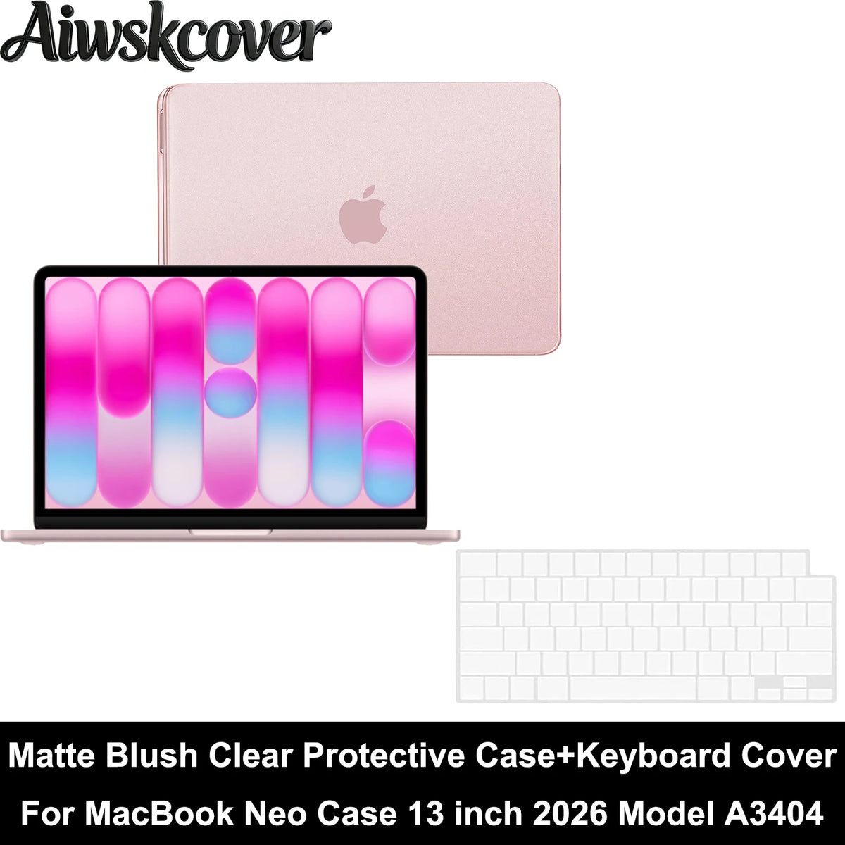 2/3/4pcs For MacBook Neo Case 13 inch 2026 A3404 Protective Case & Keyboard Cover & Screen Film & Dust Plug Laptop Accessories