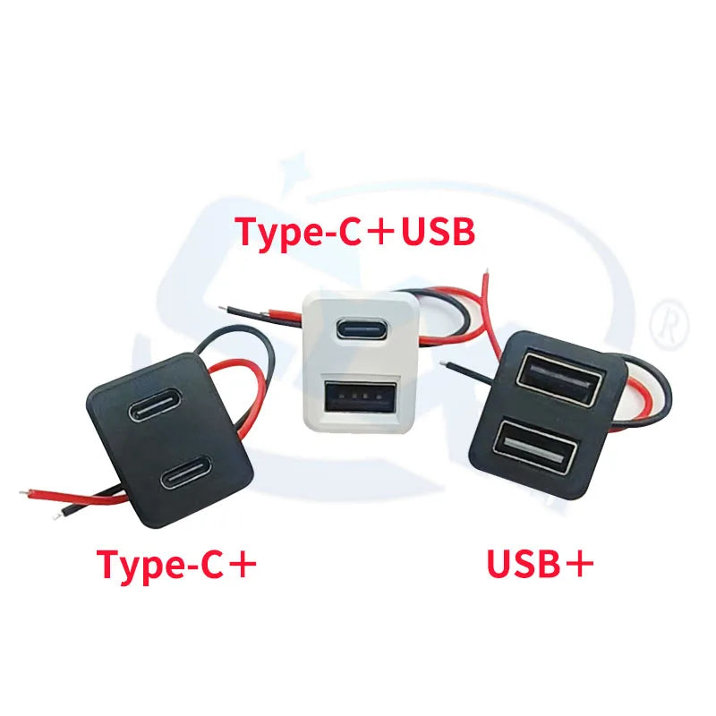 USB 2.0 Connector Female Socket Dual Layer Type C and USB Po