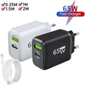 2 in 1 USB C GaN Charger 65W Fast Charging Adapter 10A USB T