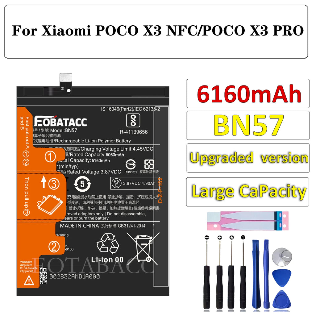 EOTABACC 100% Original Xiao mi BN57 6160mAh Phone Battery Fo