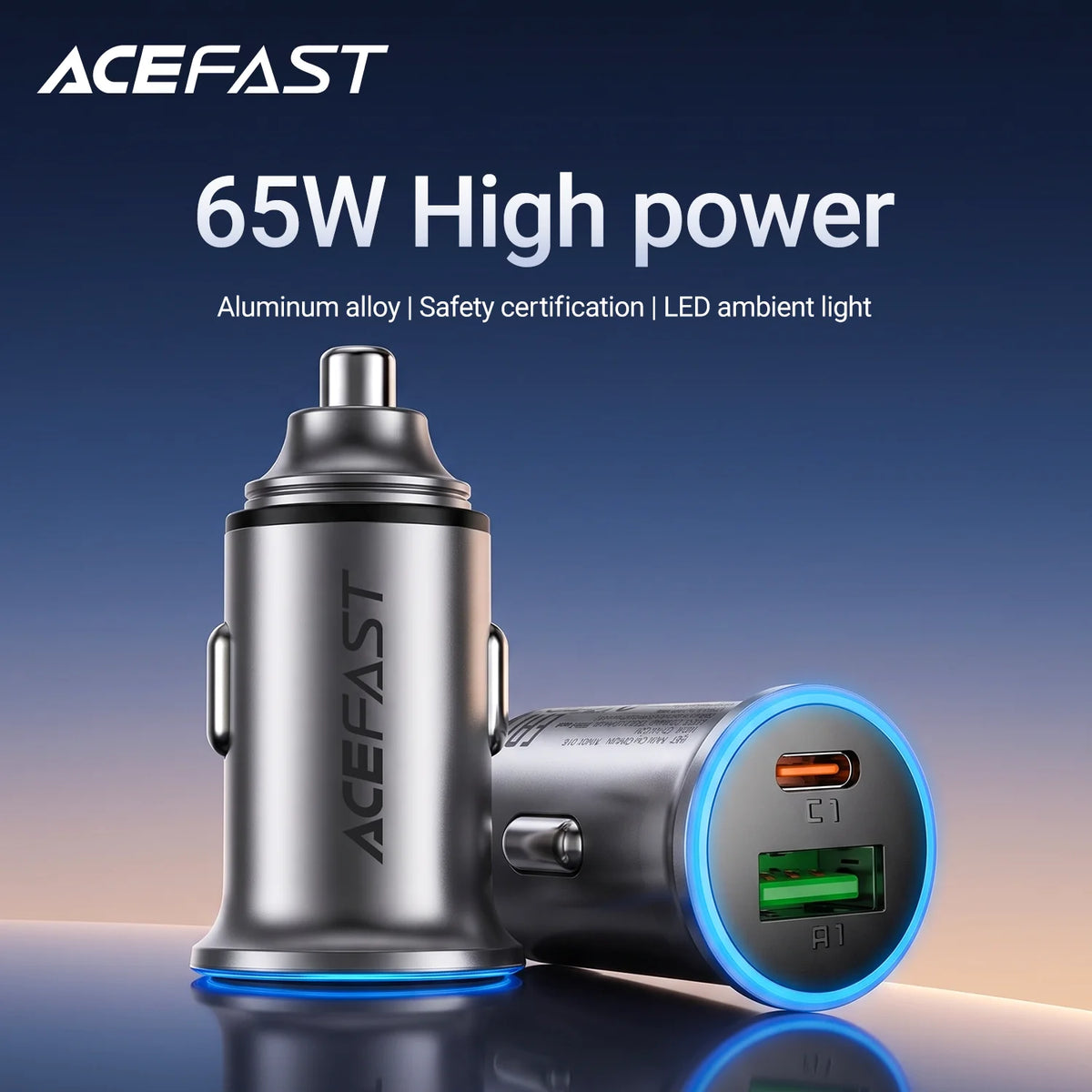 ACEFAST Metal Mini PD65W Fast Charging Car Charger For iPhon