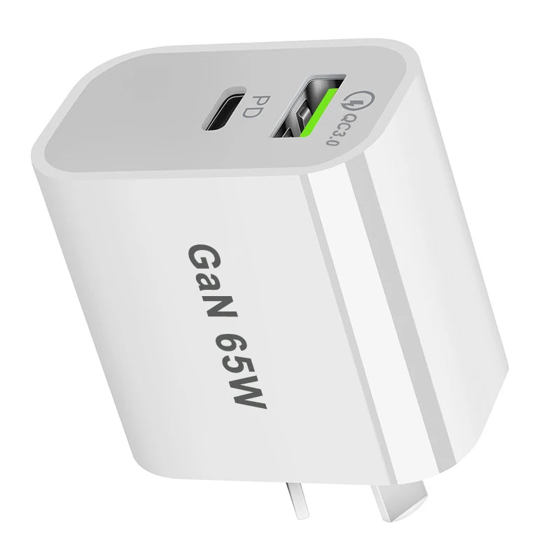 UK/AU/EU/US USB C Charger 65W PD 3.0 GaN Charger Type C Powe