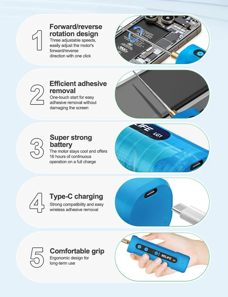 RELIFE LG1 Smart Glue Remover 3-Speed Forward Reverse Rotati