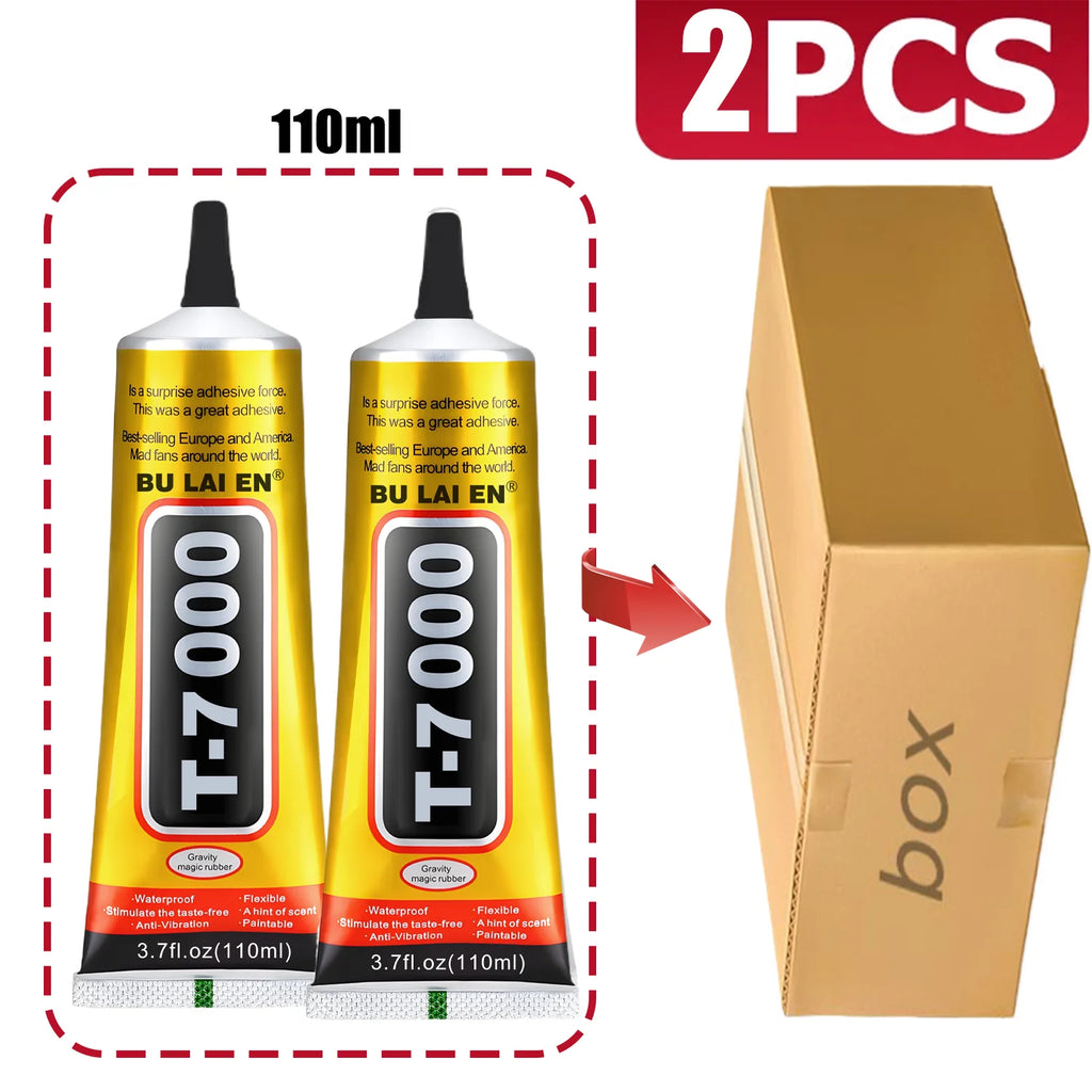 Black Glue T-7000 Semi-Fluid Black Adhesive Glue for Precision Repairs of Craft Items Electronics Phone Screen Replacements DIY Jewelry Making Glass Wood Metal and Stones.
