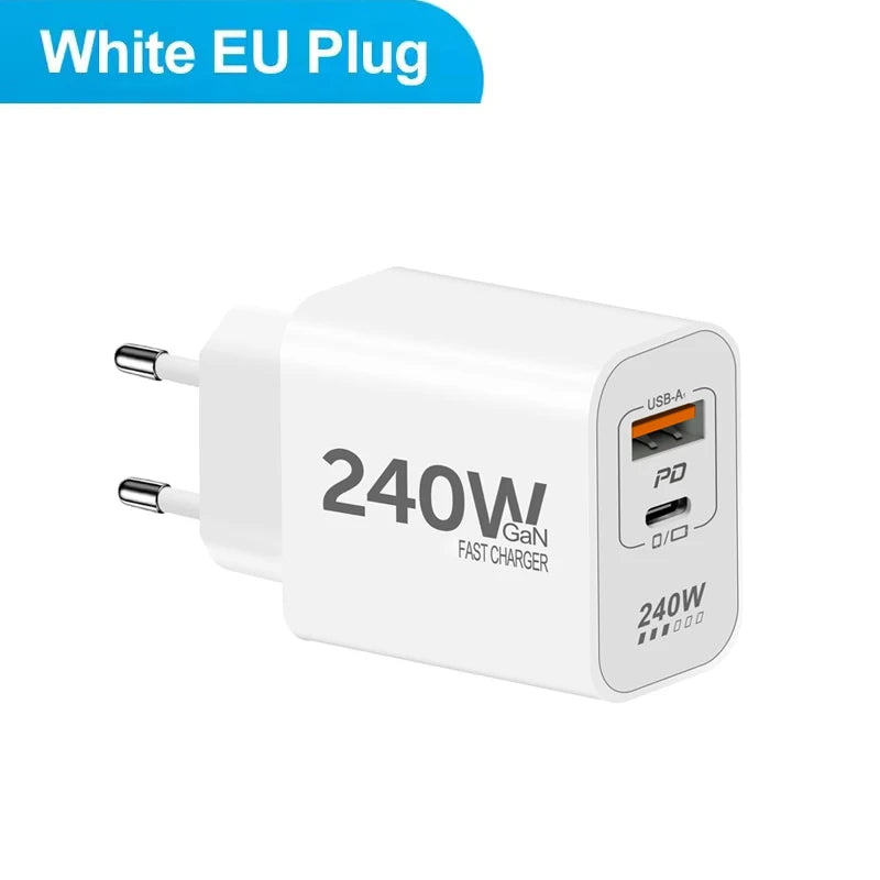 Lenovo 240W GaN PD USB C Charger Fast Charging For iPhone 17 16 15 14 Pro Max Phone PD 3.0 QC 3.0 USB Type C For Xiaomi iPad
