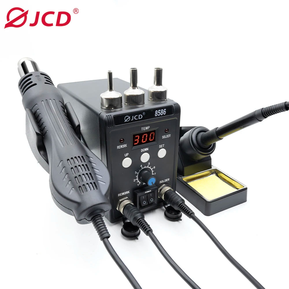 JCD 8586 Soldering Station 2 in 1 LCD Digital Display Welding Rework Station for Cell-phone BGA SMD PCB IC Repair Solder Tools
