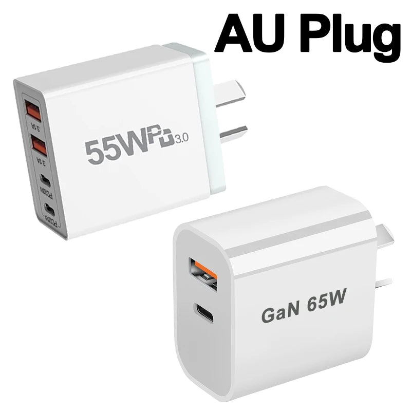 55w 65w AU Plug Fast USB Charger Type C Charger for Xiaomi R