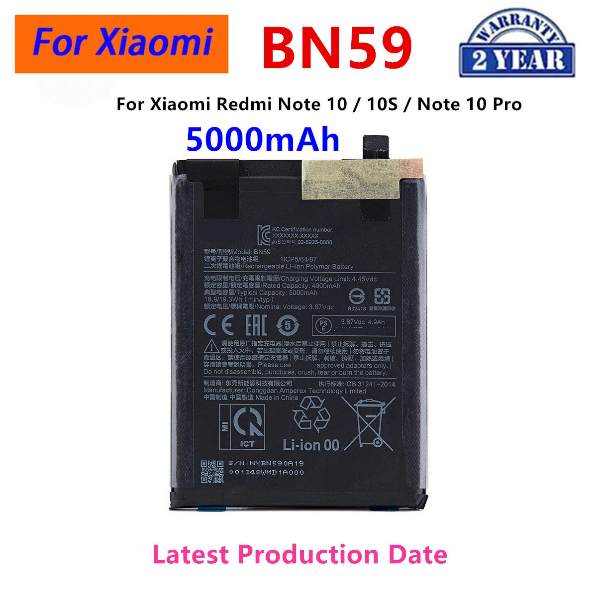 Brand New BN59 5000mAh Battery For Xiaomi Redmi Note 10 / 10