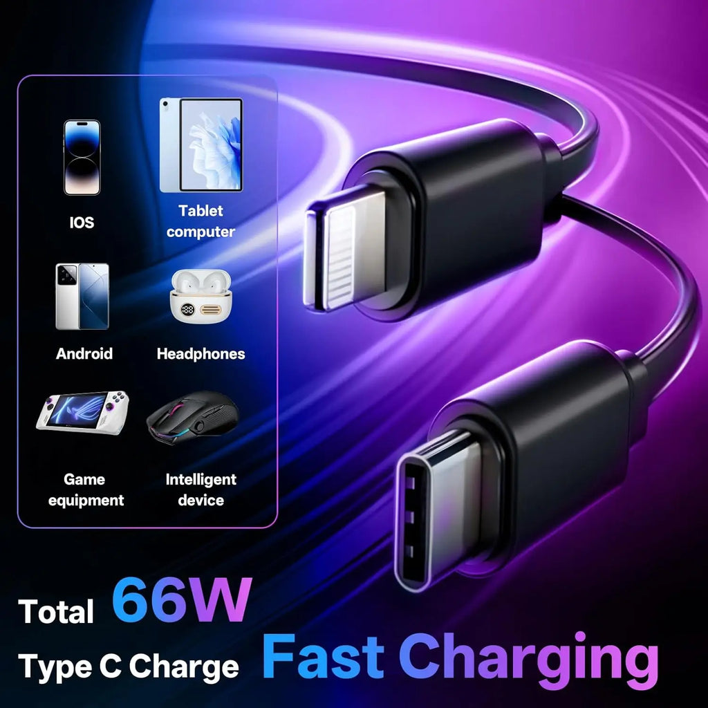 W&O 66W Fast Car Charger with Starlight (Red) Retractable Ca