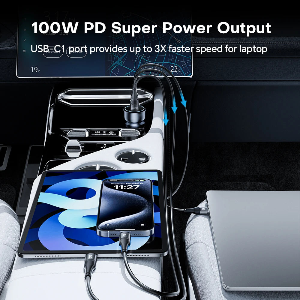 138W Car Charger Fast USB Type C Car Phone Charge 100W 65W 4