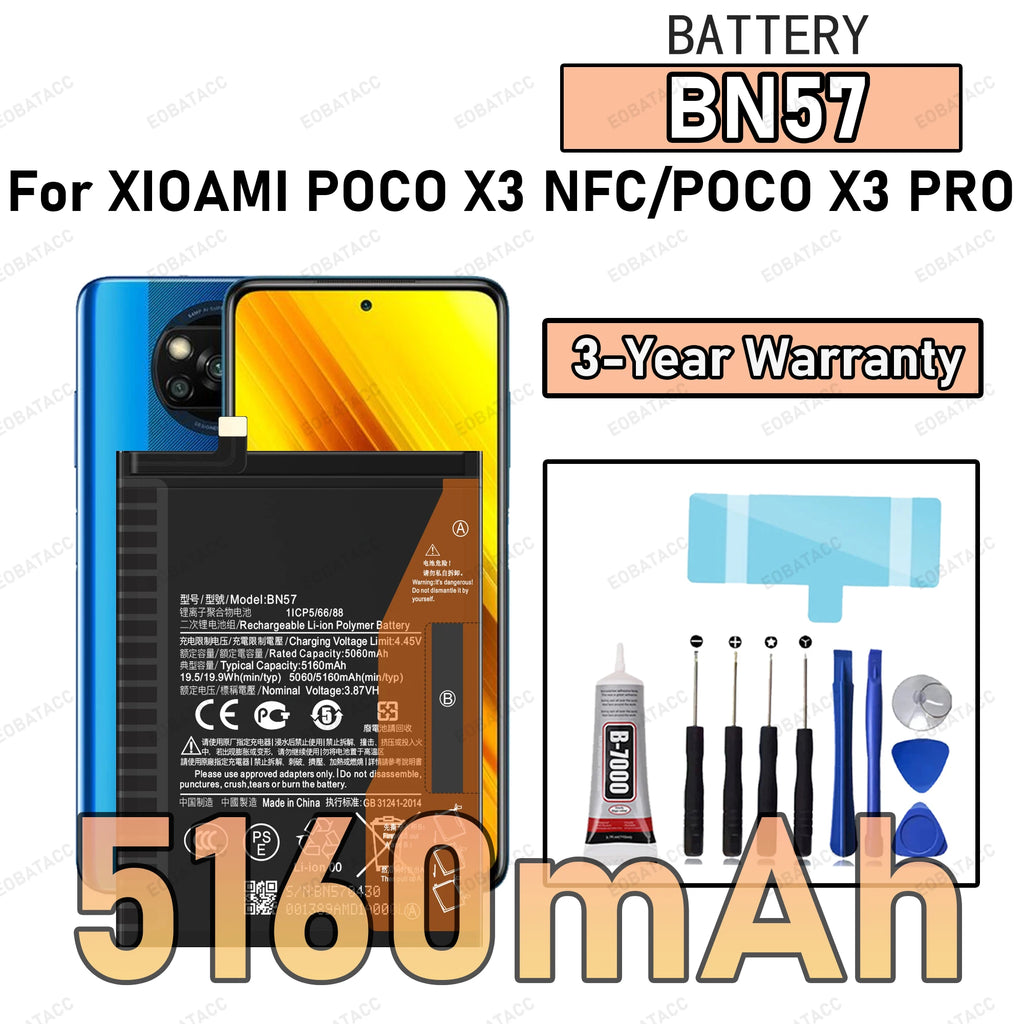 100% New Zero Cycle BN57 Battery For XIAOMI POCO X3 NFC/POCO