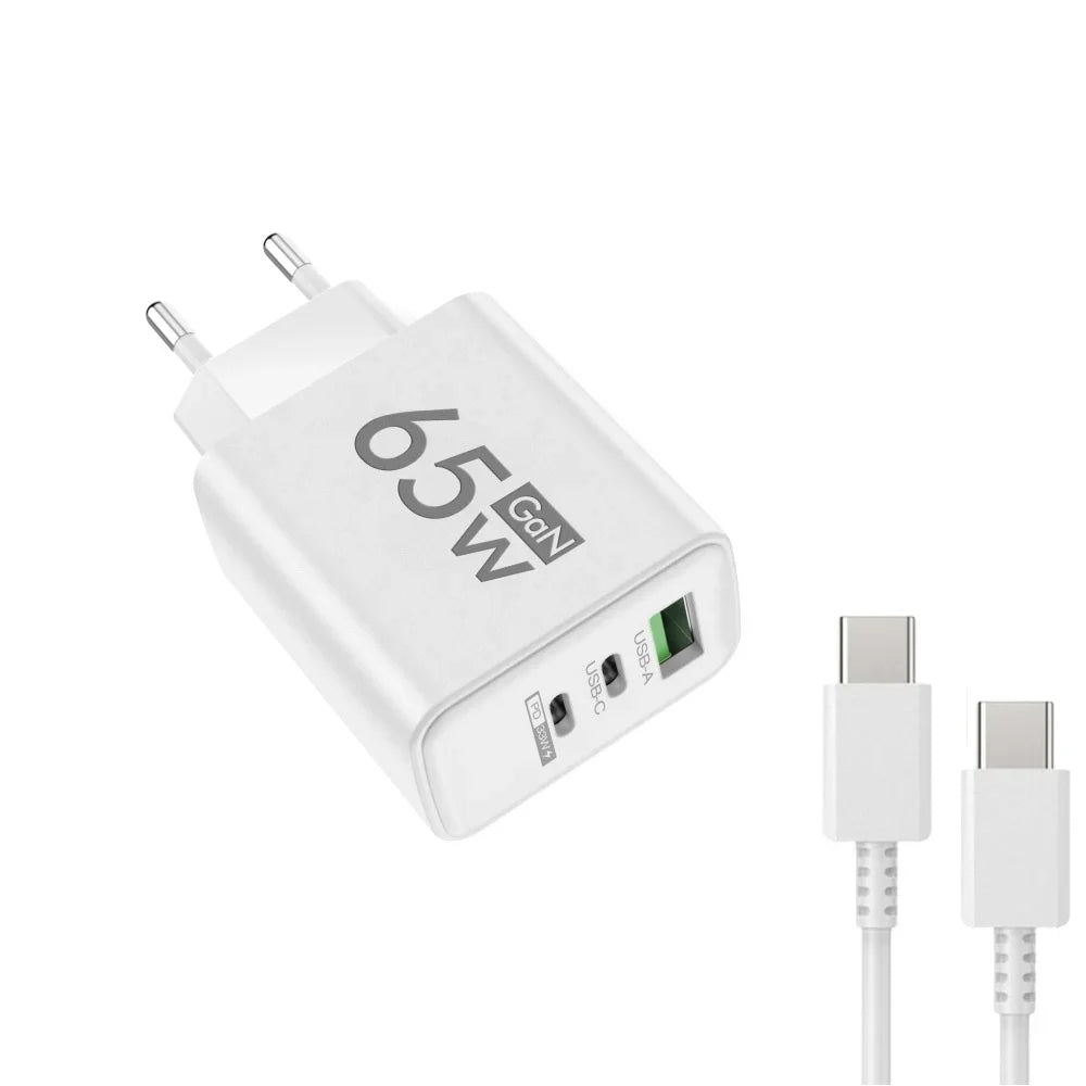 65W Type C USB GaN EU/US/KR Plug Fast Charging Charger 4 In 1 Multi Ports Quick Charging Wall Charger USB Type C Power Adapter