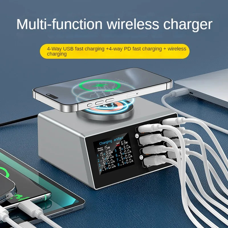 140W Multi-Port Charger with Digital Display PD+QC and Deskt
