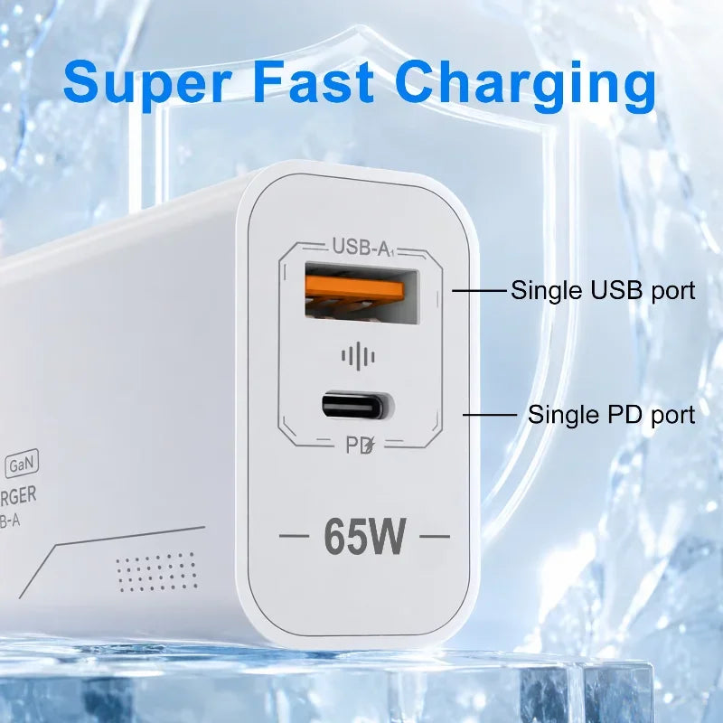 Lenovo 65W GaN Fast Charging Phone Charger USB C Charger 2 P