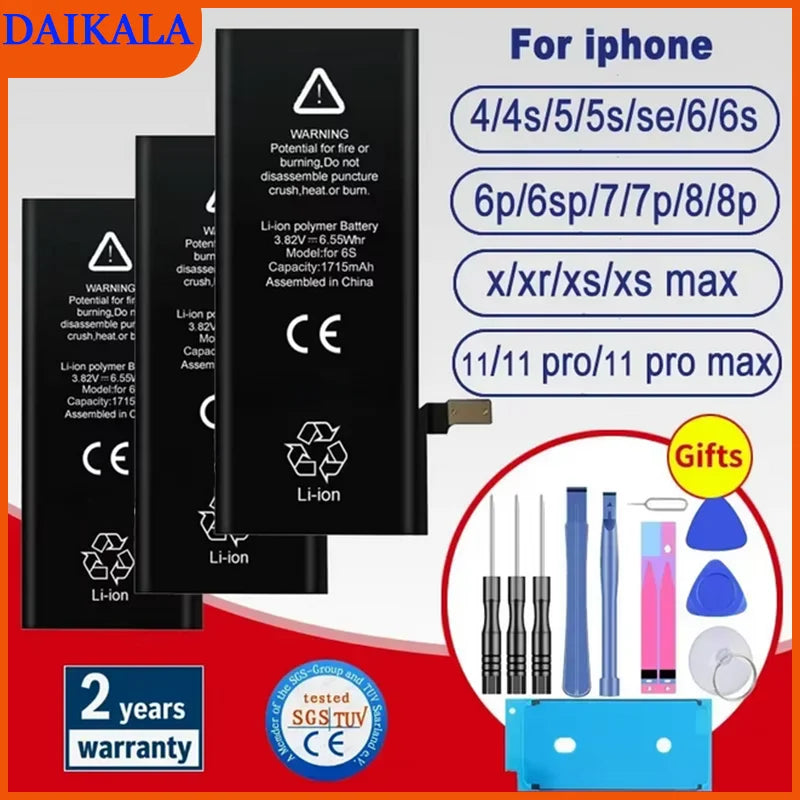 2026 phone Battery For Apple 5 6 S 7 8plus X Xr Xs Max 11 12