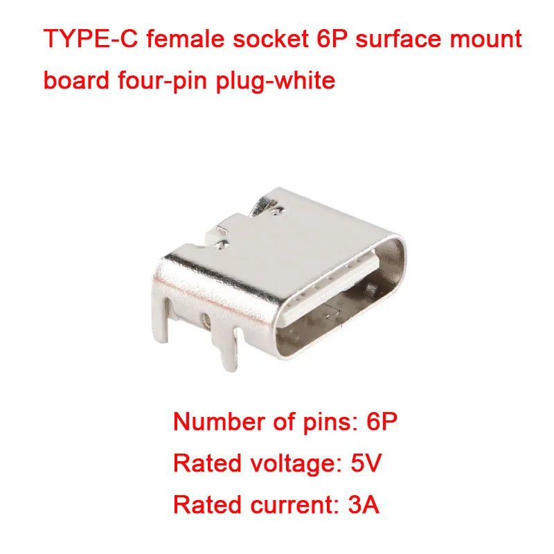 10Pcs/5Pcs USB Connector Type C Female Charging Port Jack 2/6/16 Pin Type-C Socket PCB Soldering SMD SMT DIY Repair Adapter