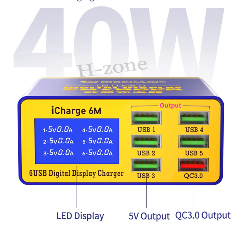 MECHANIC iCharge 6M USB 6-port charger fast charge smart dig