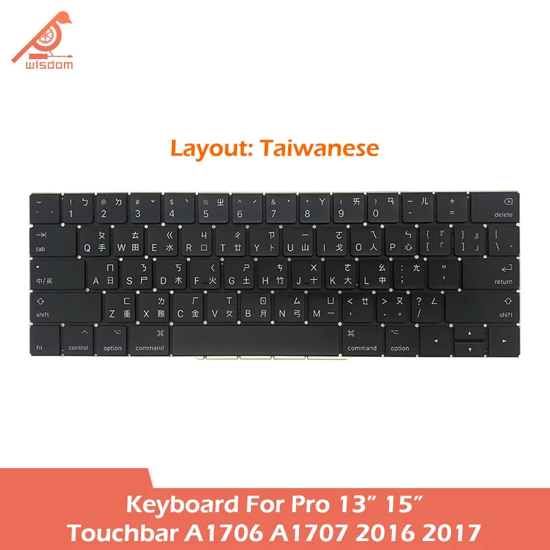Laptop A1706 A1707 Keyboard For Macbook Pro Retina 13 15 Touchbar A1706 A1707 Keyboard Replacement 2016 2017