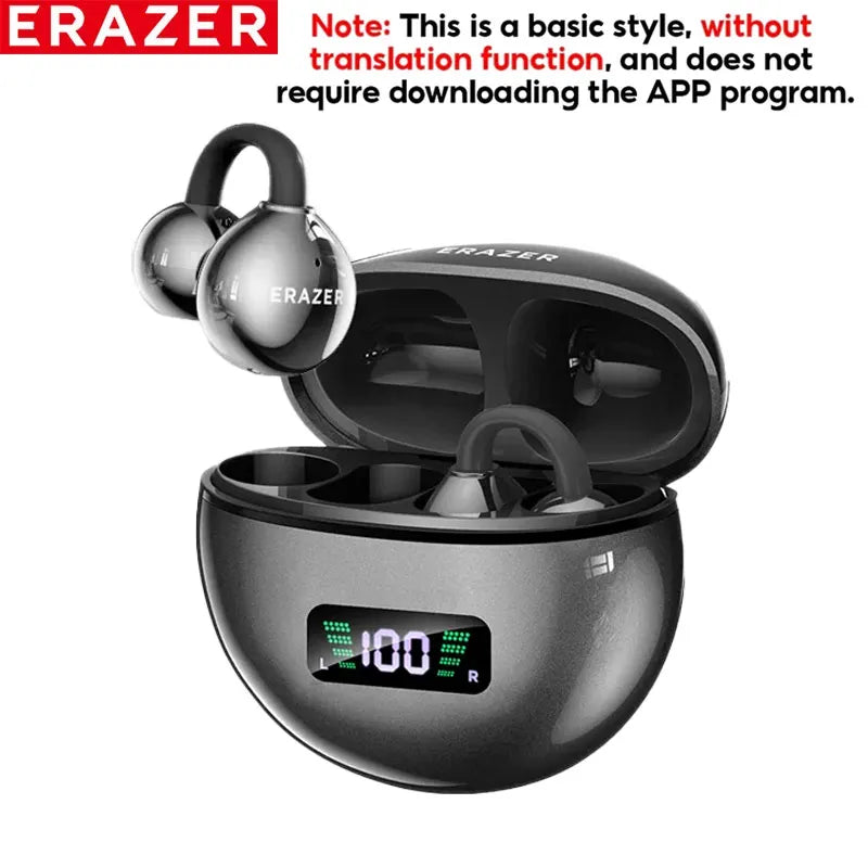 ERAZER XF55 OWS Ear Clip Bluetooth Earbuds AI Translator Open Ear Headphones ENC Noise Cancelling HD Stereo IPX5 Longlife