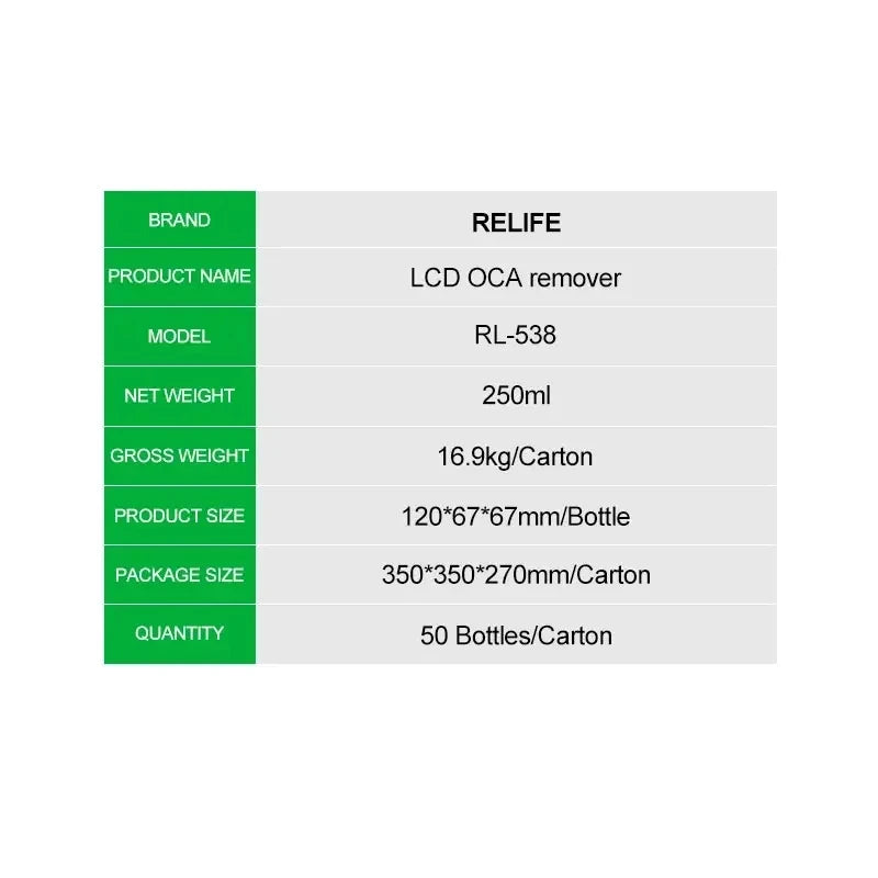 RELIFE RL-538 250ml 8333 LCD Screen Glue Remover IPhone IPad