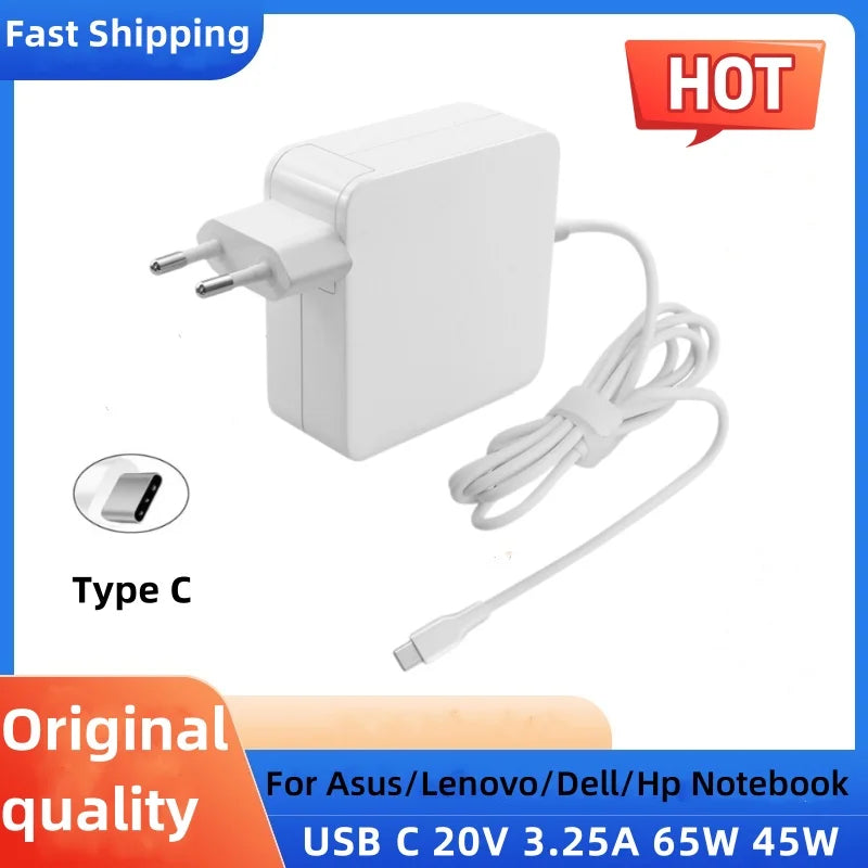 Reletech 65W USB C Laptop Power Adapter Type C Power PD Wall