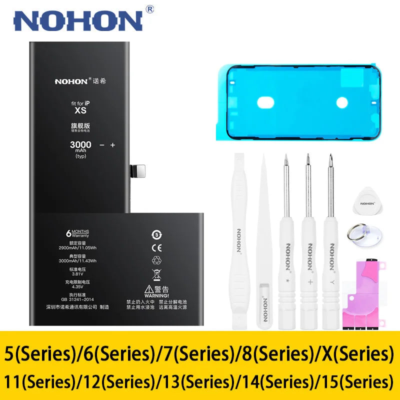 2025 NOHON Phone Battery for iPhone Battery 5 6 7 8 X 11 12 