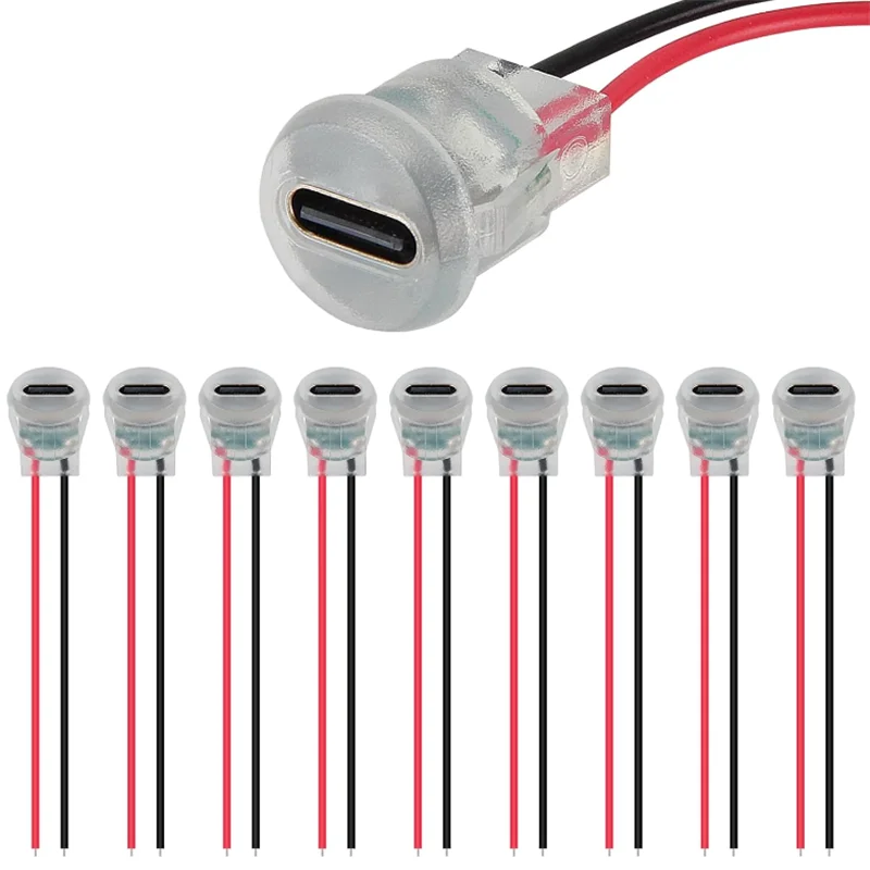 5/10pcs Type-C Female 2P Wire Connector Extension Pigtail Ca