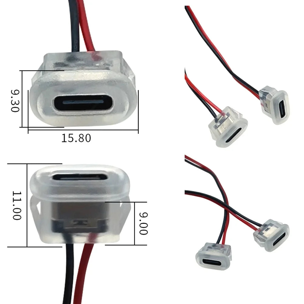 1-10Pcs USB-C Transparent Connector Type-C Direct Compressio