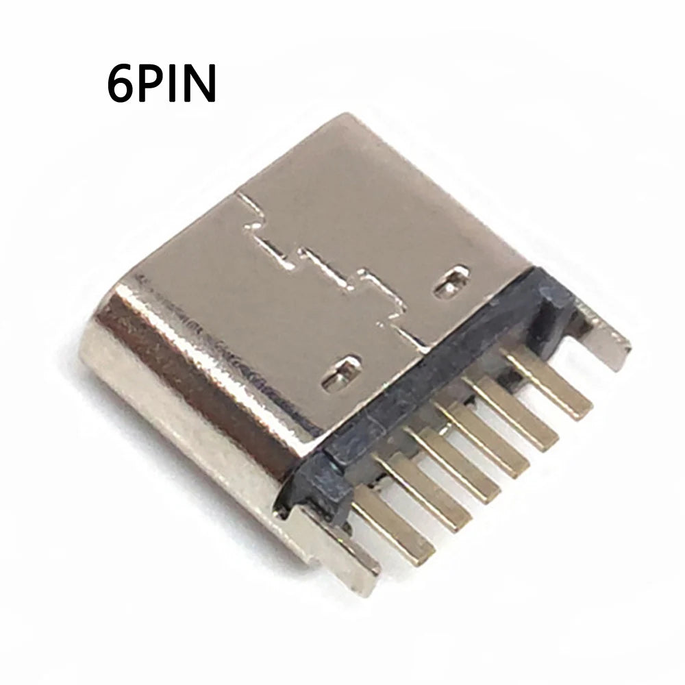 10pcs/lot 6 Pin SMT Socket Connector Micro USB Type C 3.1 Fe