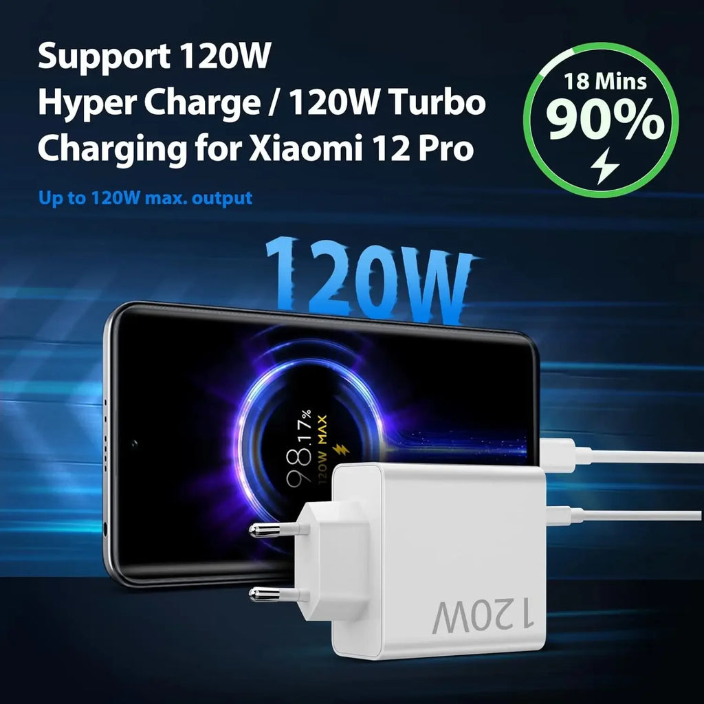 6A 120W EU Fast USB Wall Charger For Xiaomi 11 12 13 14 15 U