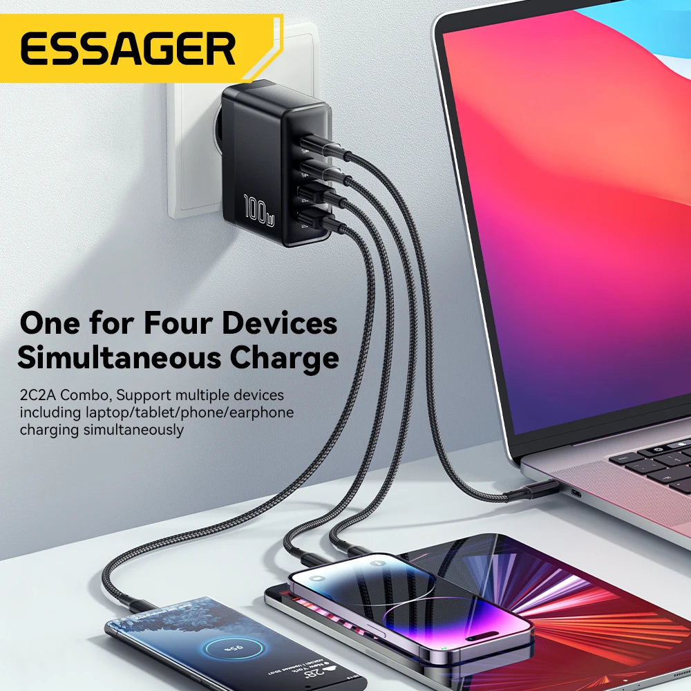 Essager 100W USB Type C Charger 65W PD Quick Charge4.0 3.0 T