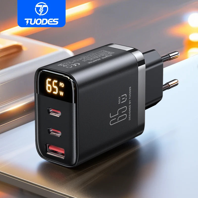 Tuodes 65w GaN Charger PPS PD USB Type C Fast Charging QC4.0