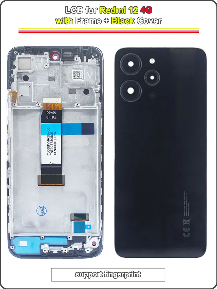 6.79 LCD for Redmi 12 4G LCD Phone Display Touch Screen Digitizer Replacement Assembly for Redmi 12 4G LCD with Frame