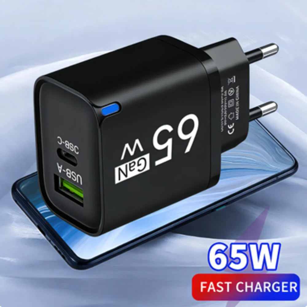 USB 65W Fast Charging Charger Type C High Speed Charge Mobil