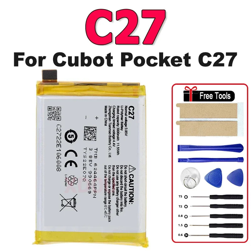 100% New For Cubot Pocket C27 Battery High Capacity 3000mAh 