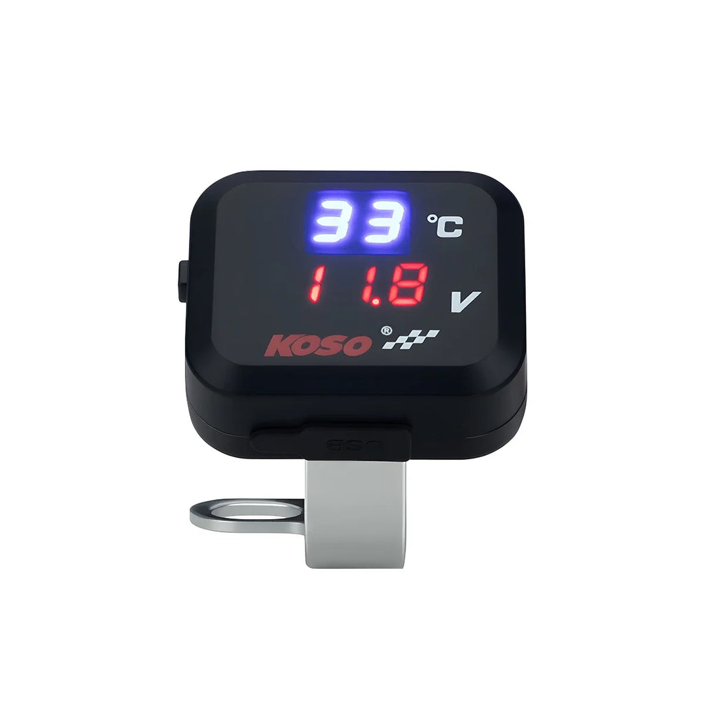3in1 Mini Water Temperature Gauge Voltmeter Motorcycle Phone USB Charger Emergency Charging Waterproof LCD Digital Display KIT