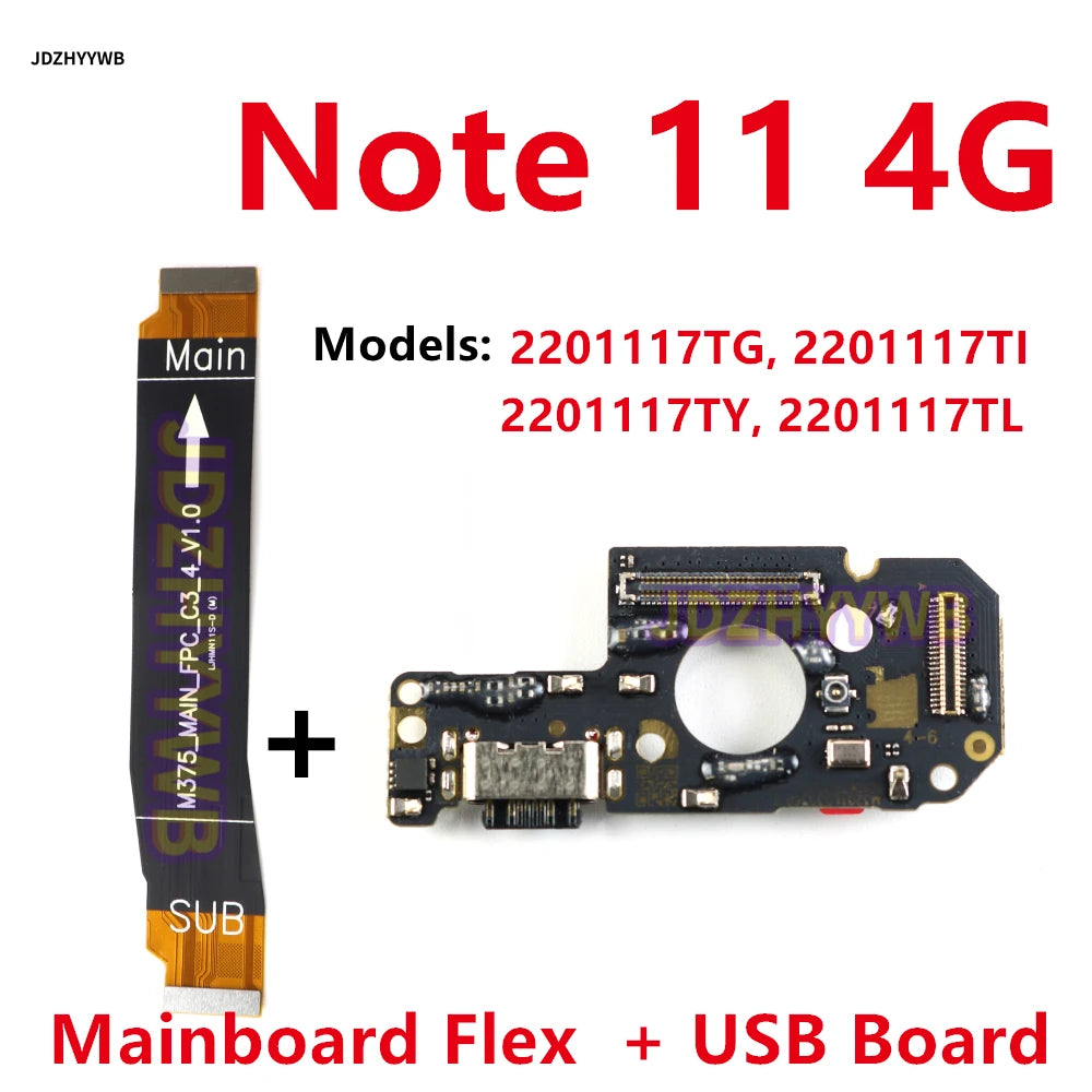 For Xiaomi Redmi Note 11 11s 4G USB Charging Board Dock Port Connector + Main Board Motherboard Flex Cable Replacement 33W